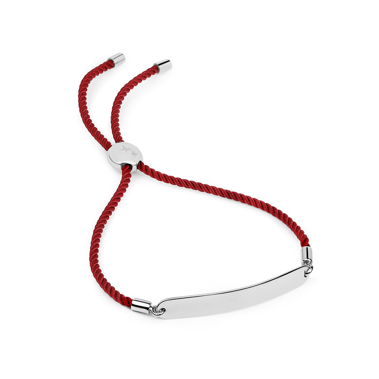 Вишнёвый браслет на шнурке с серебром, из коллекции Initials