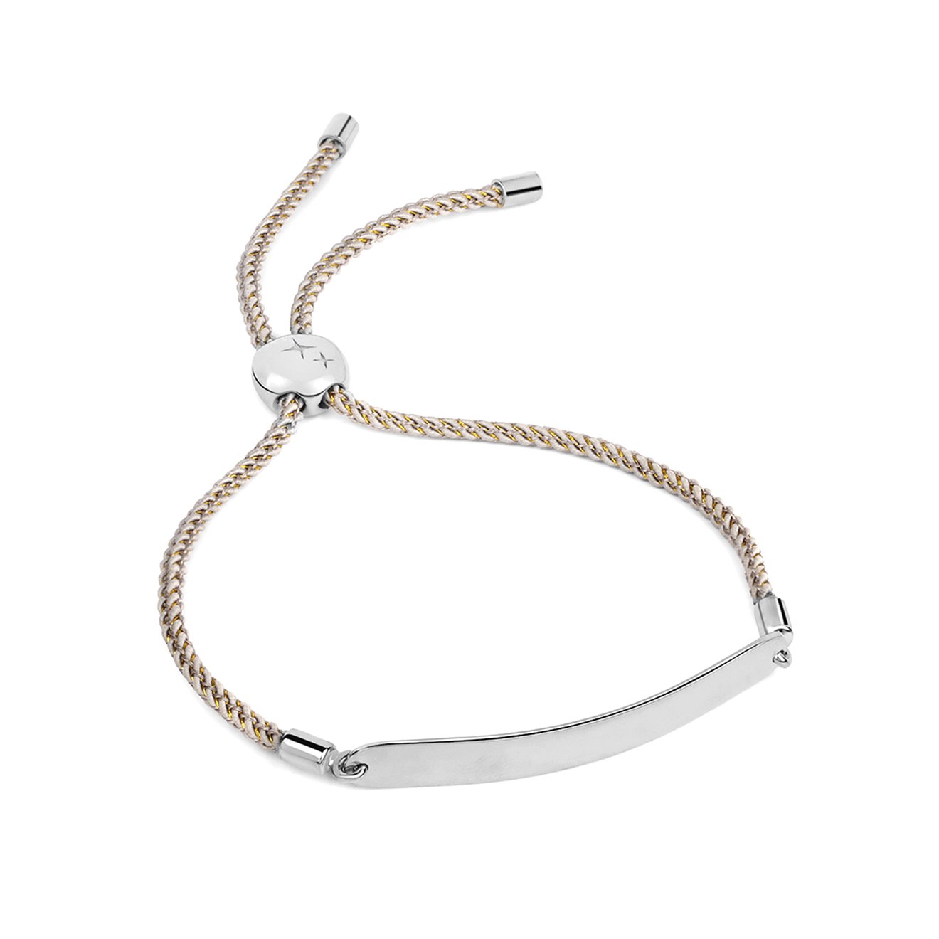 Серый браслет на шнурке с серебром, из коллекции Initials