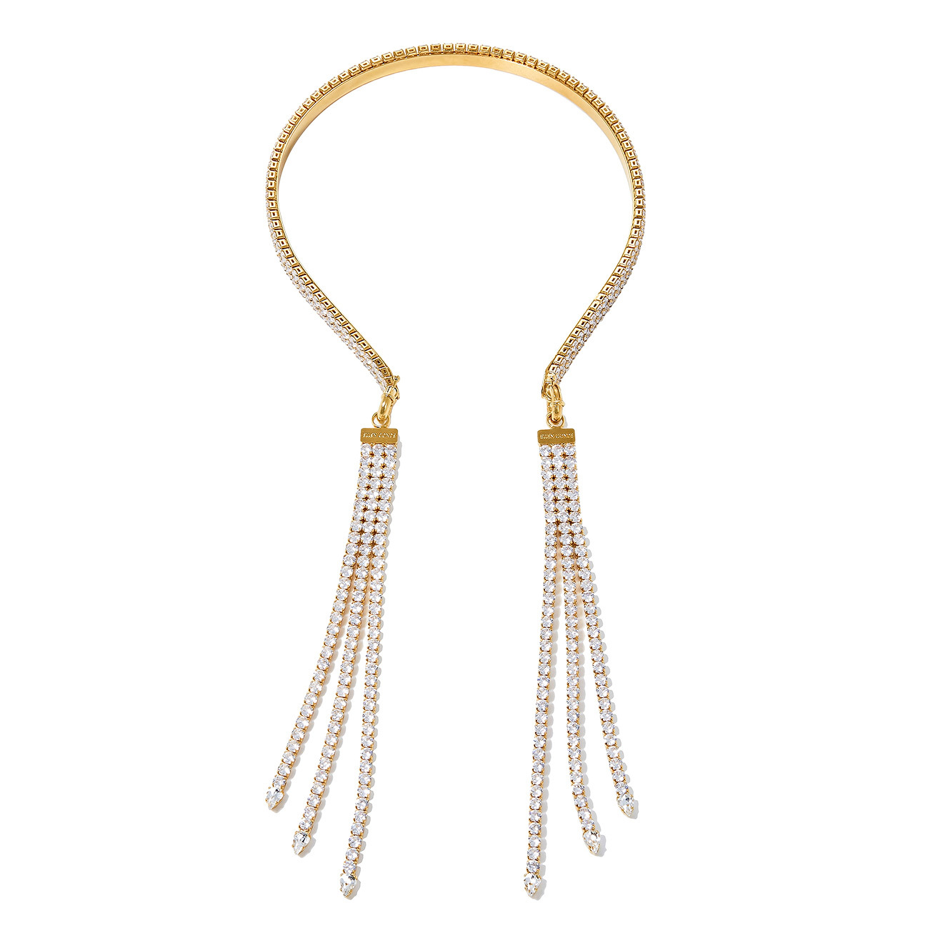 Gold-plated bezel with triple crystal pendants
