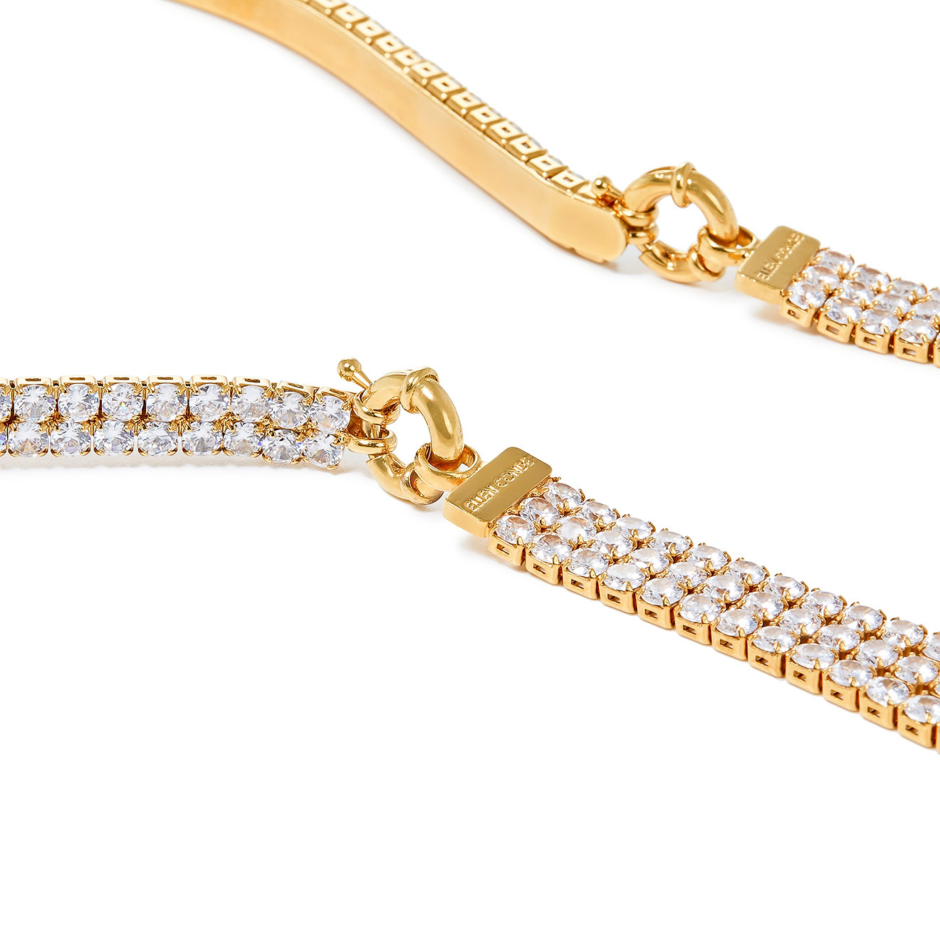 Gold-plated bezel with triple crystal pendants
