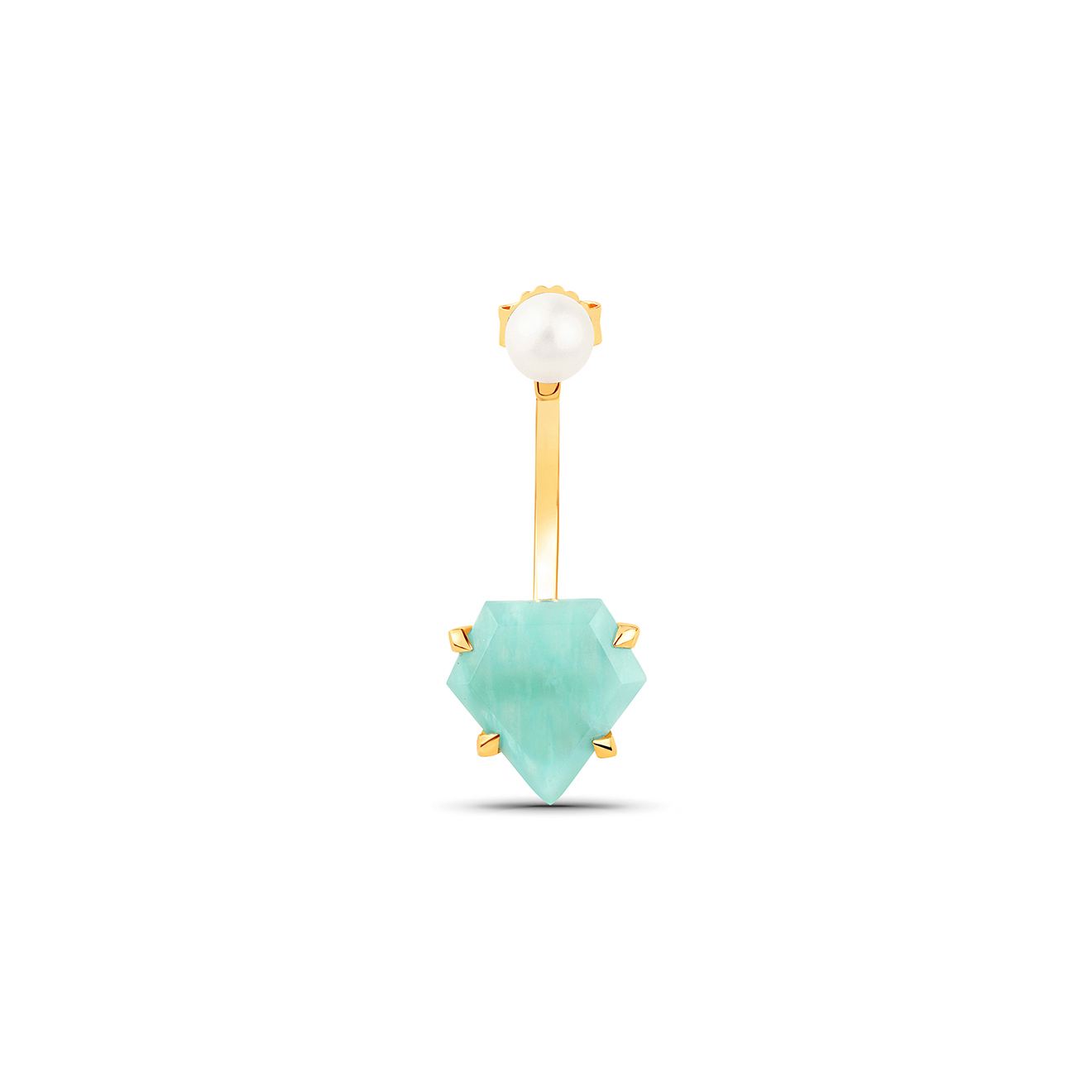 Позолоченная моносерьга с амазонитом, из коллекции Magic Gemstones