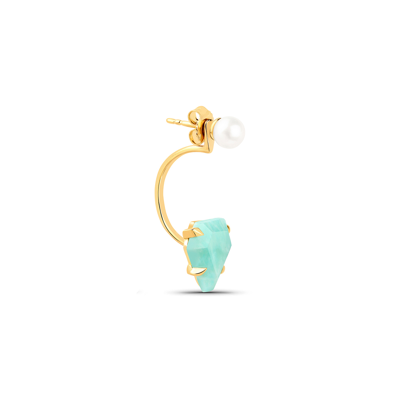 Позолоченная моносерьга с амазонитом, из коллекции Magic Gemstones