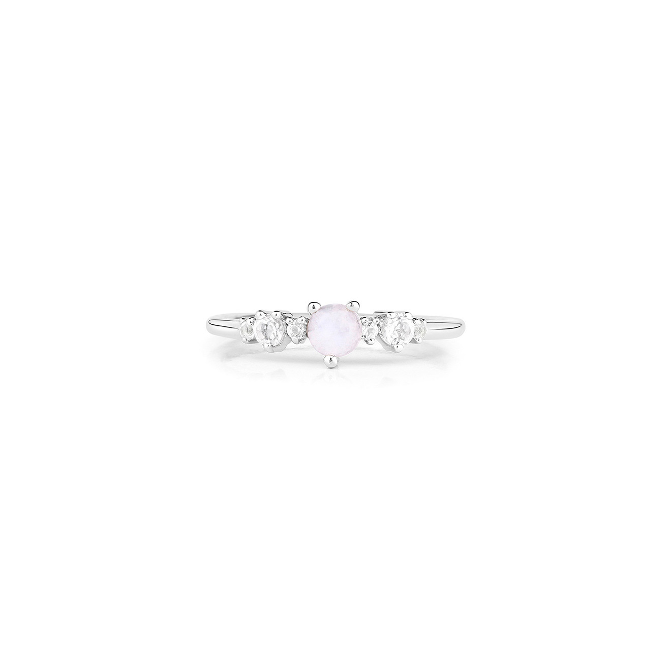 Серебряное кольцо с лунным камнем и топазами, из коллекции Stardust