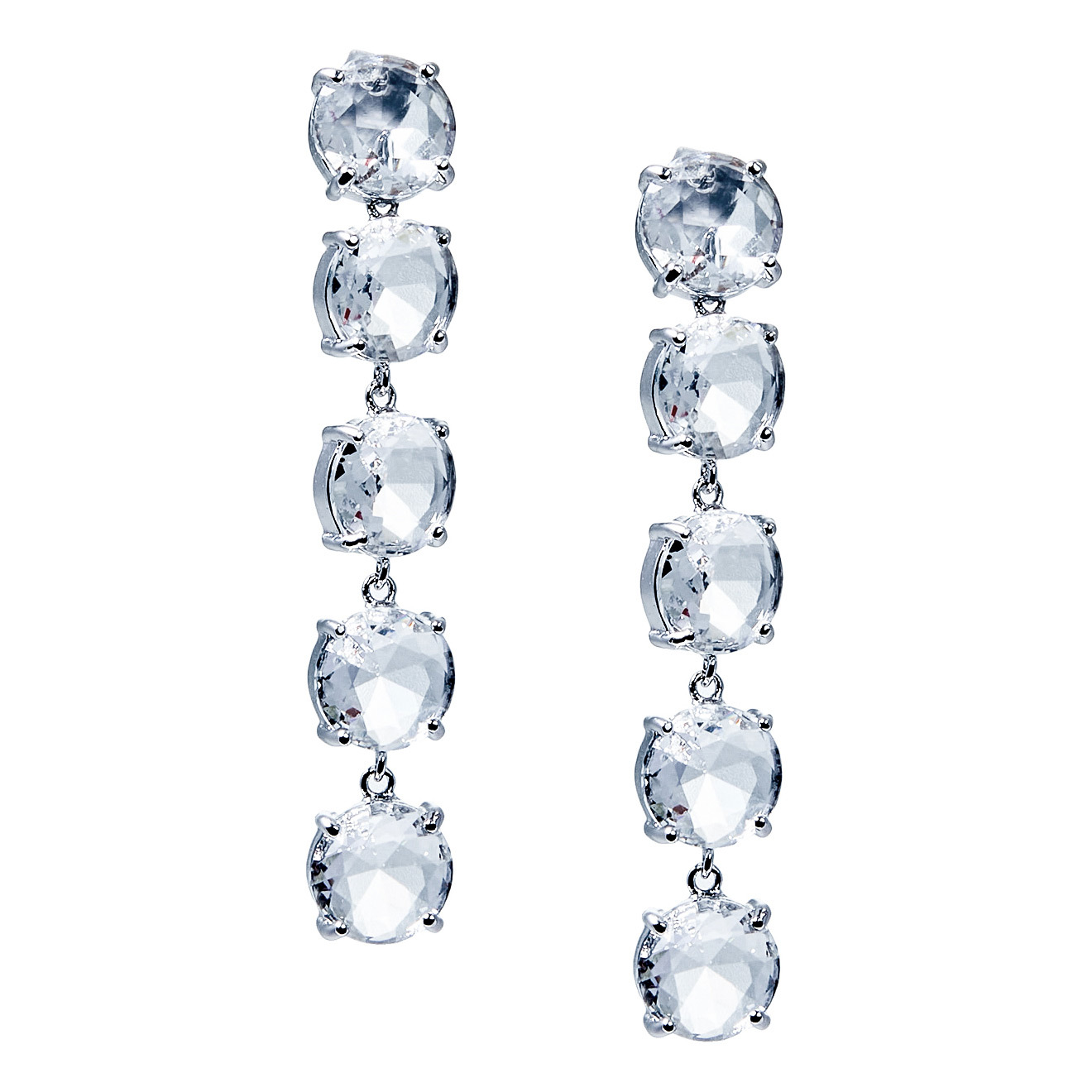 track earrings with transparent crystals