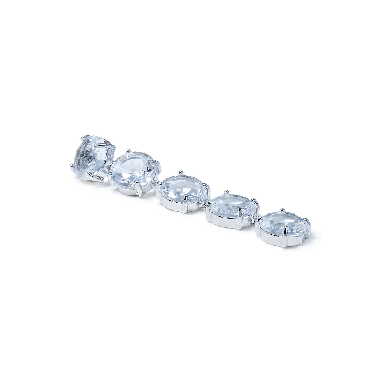 track earrings with transparent crystals