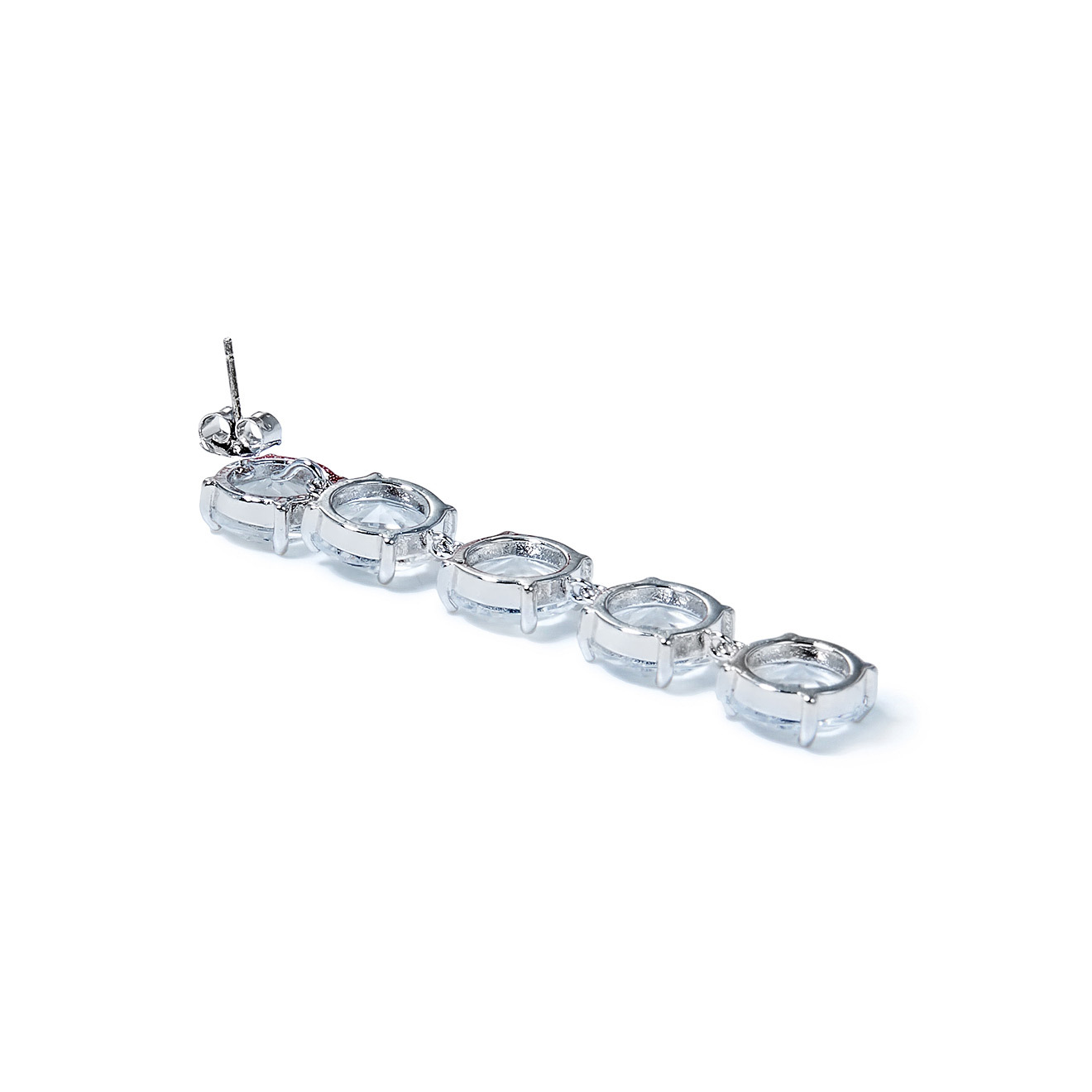 track earrings with transparent crystals