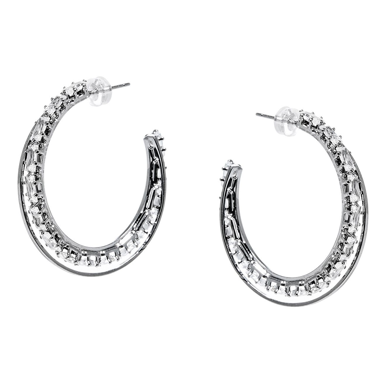 Double Ring Earrings with Crystals