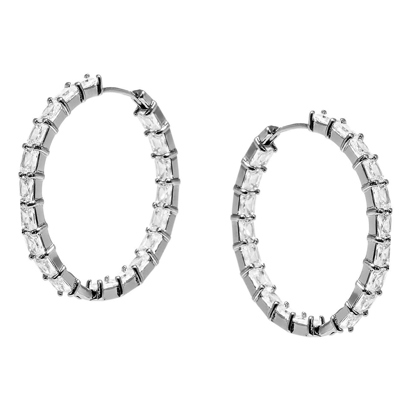 Black ring earrings with crystals