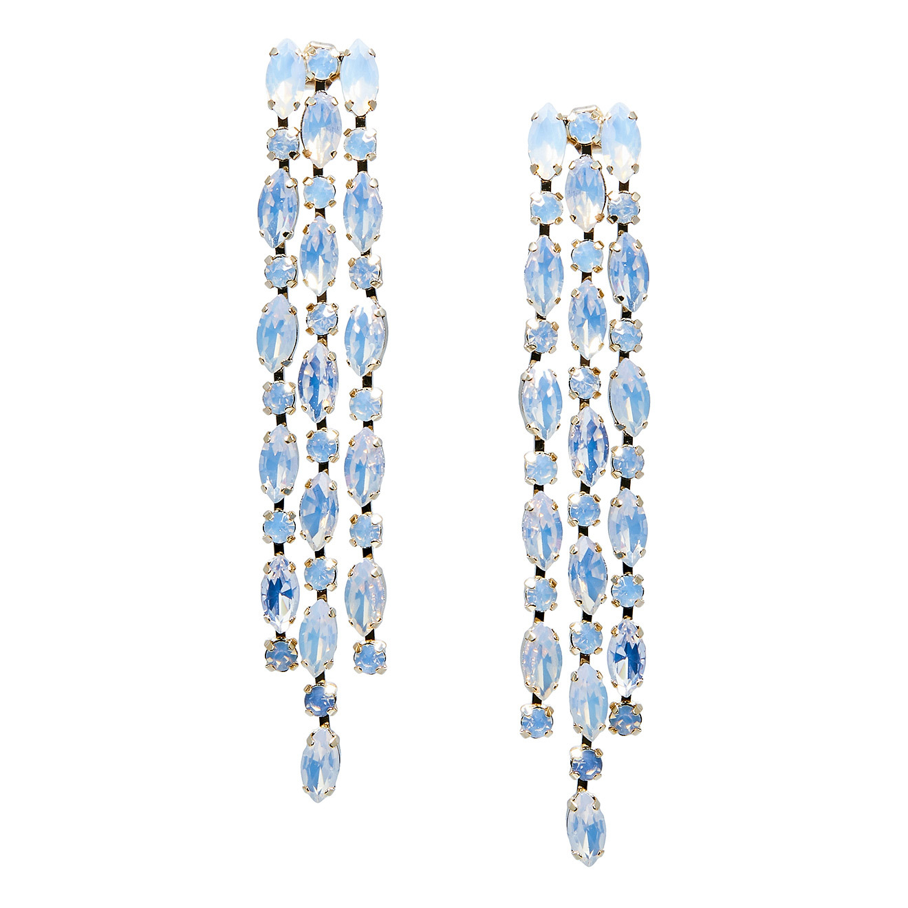cascade earrings with white crystals