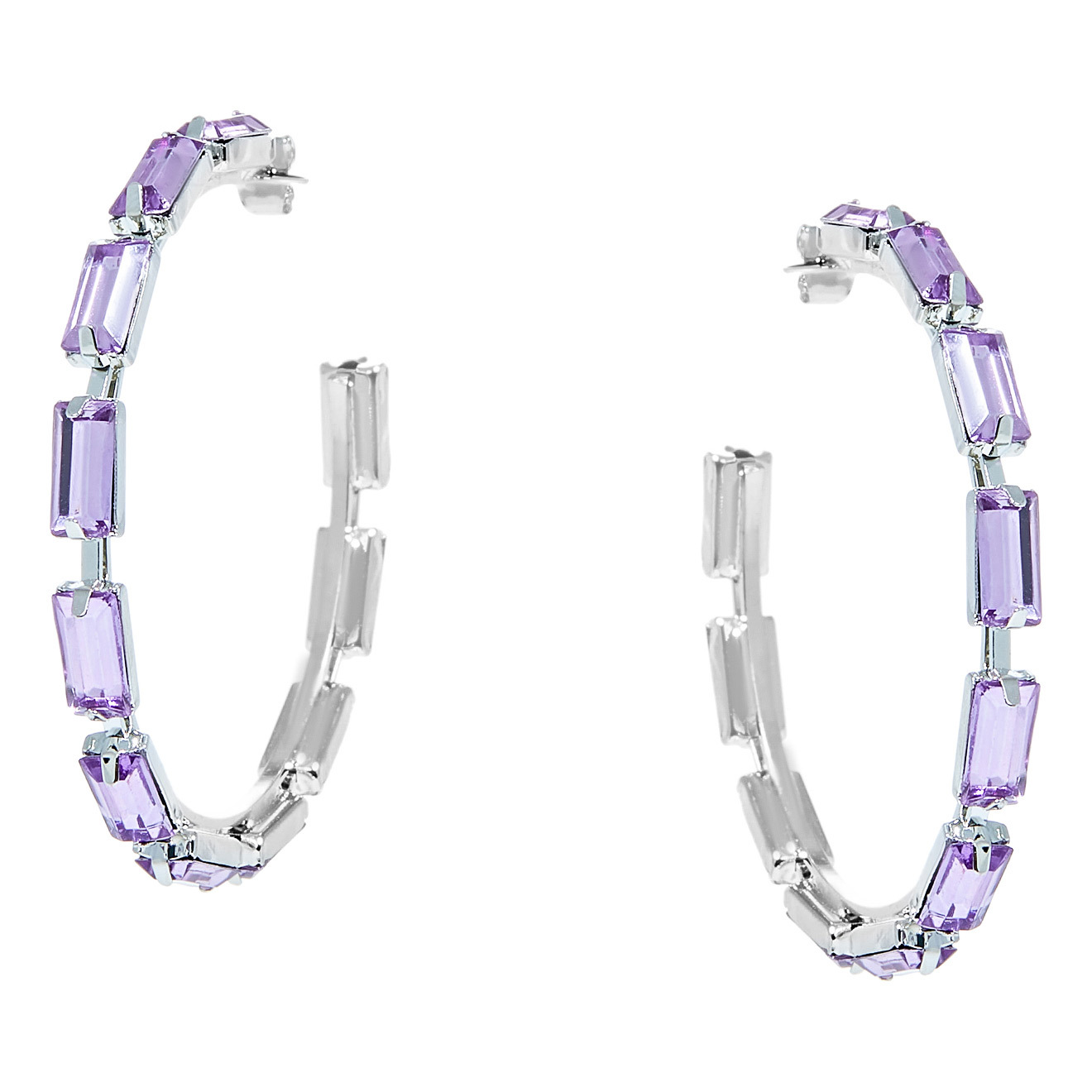 Hoop Earrings with purple crystals