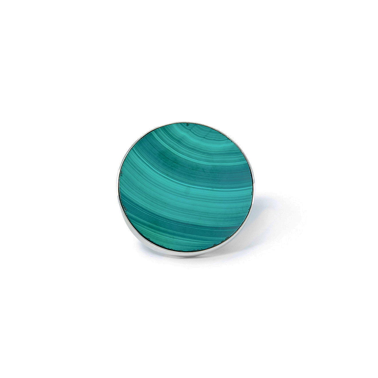 Серебряное кольцо LARGE с малахитом, из коллекции Planets