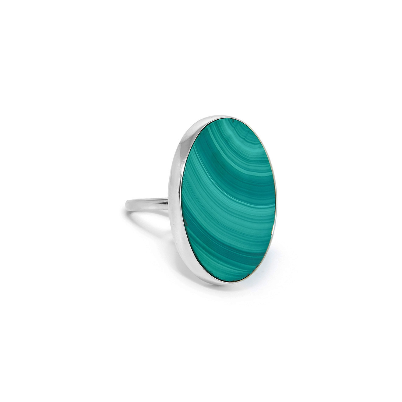 Серебряное кольцо LARGE с малахитом, из коллекции Planets