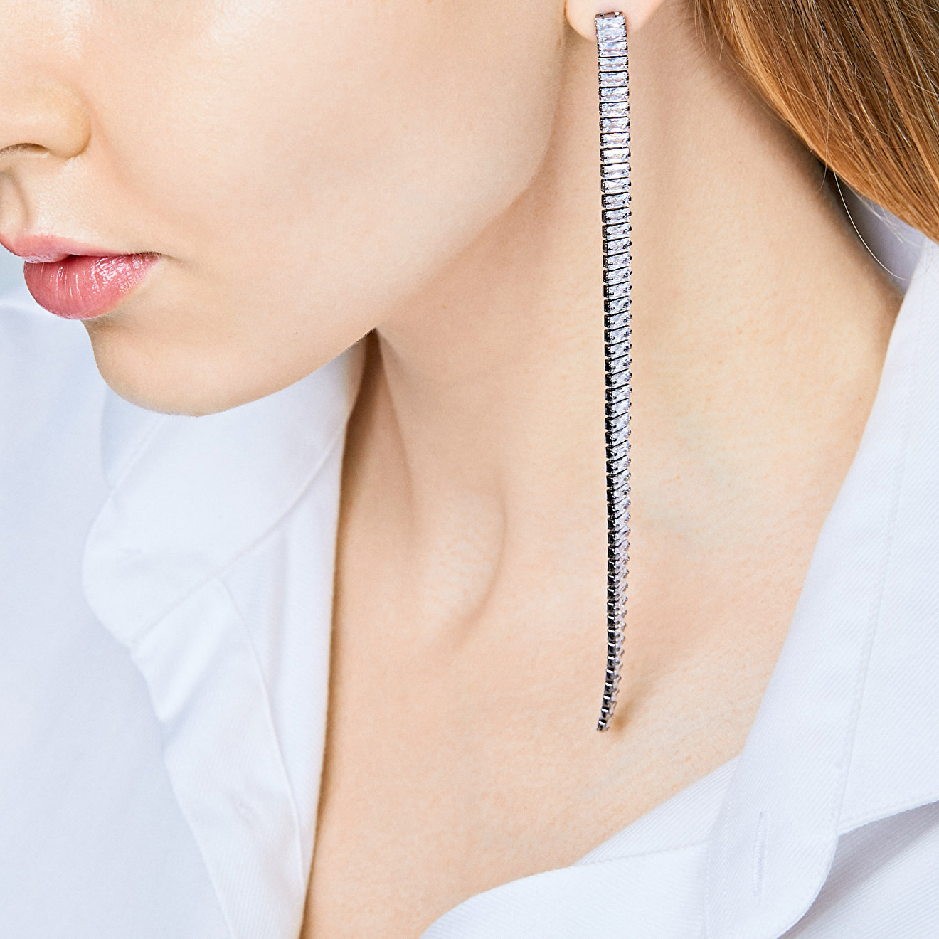 long track Earrings with Crystals