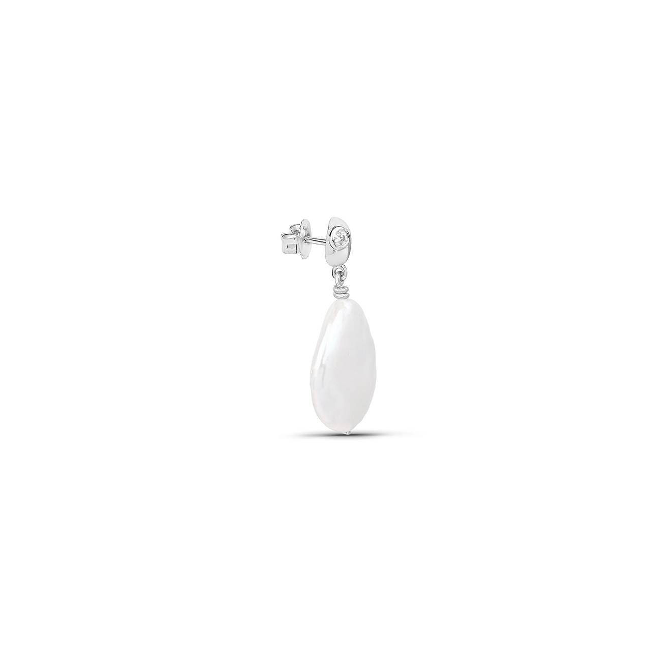 Серебряная моносерьга Keshi Mini, из коллекции Baroque