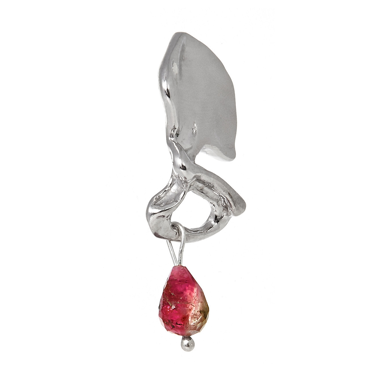 Asymmetric earrings with pink tourmaline