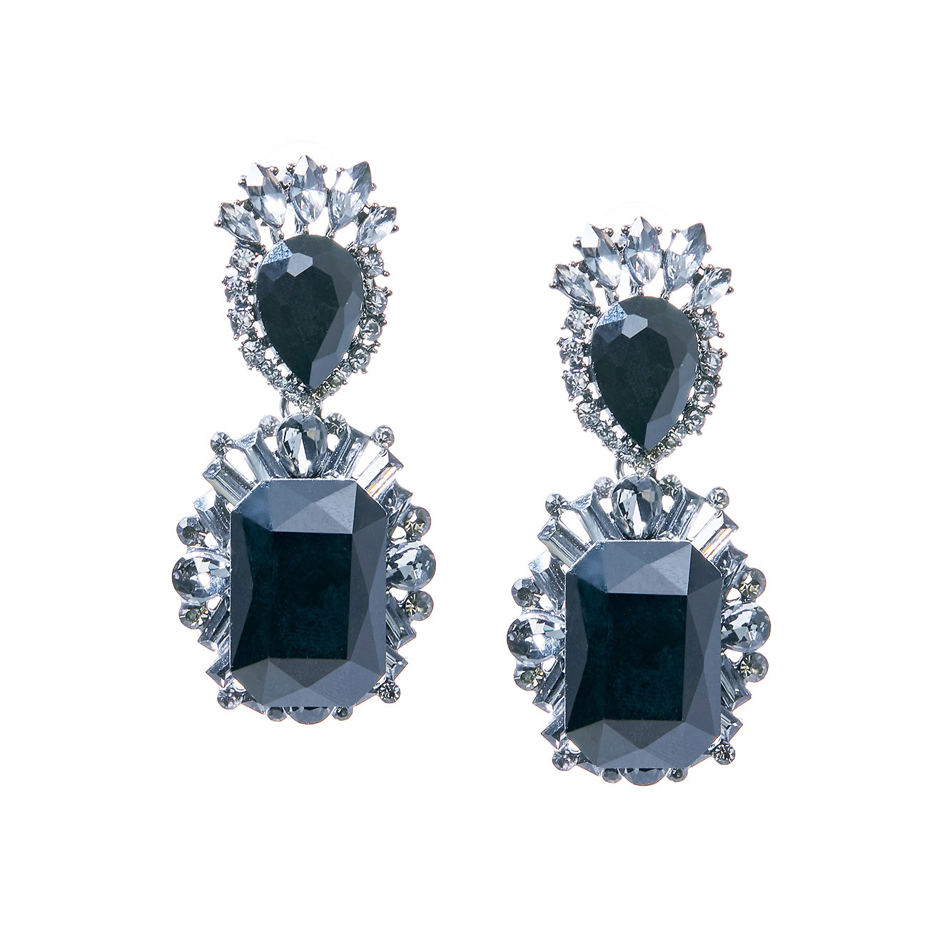 earrings with large black crystals