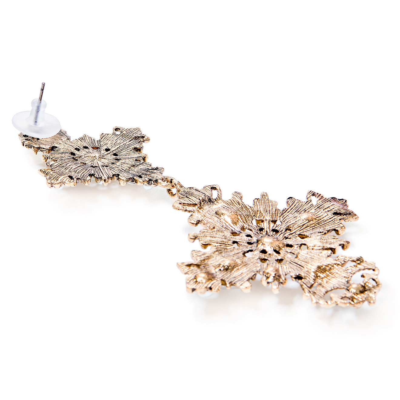 cross earrings with pearls and crystals