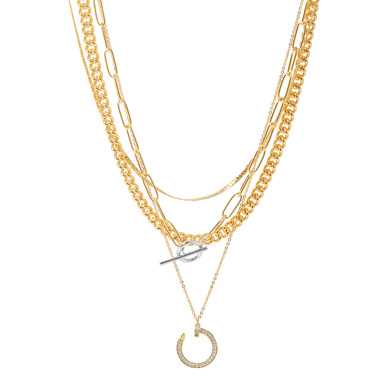 Lisa Smith Многослойное золотистое колье-цепь с кристаллами