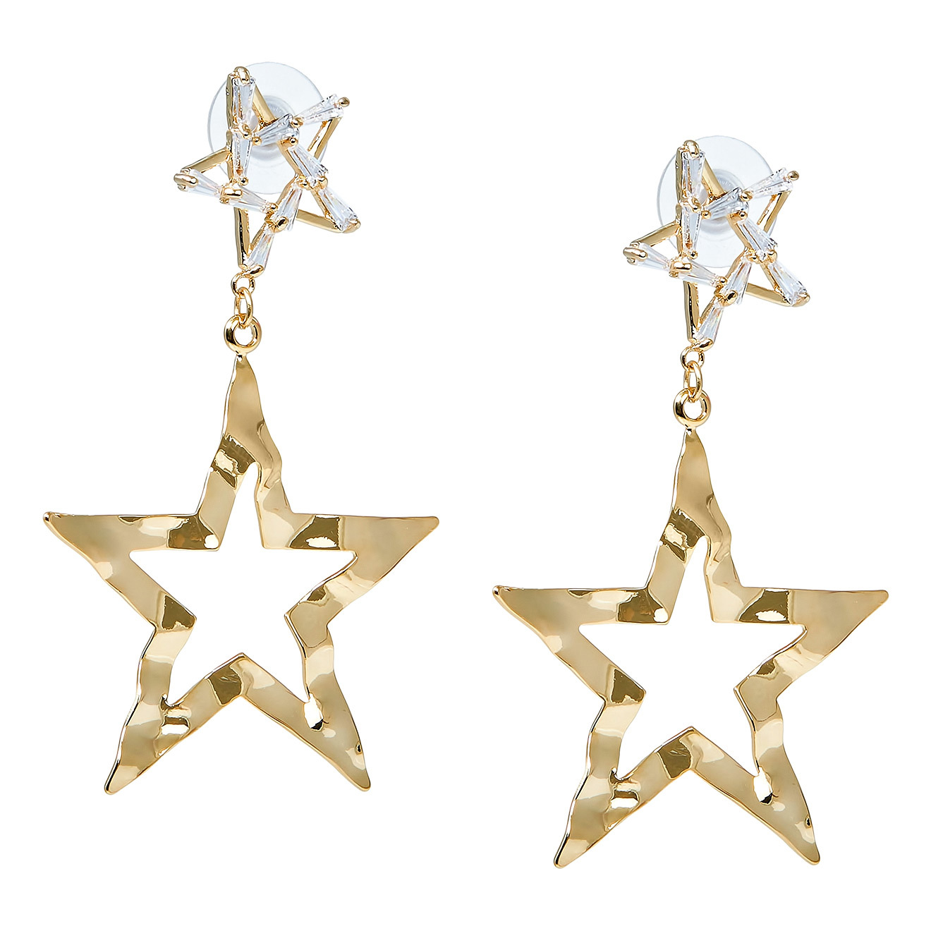 Double Star Earrings with Crystals