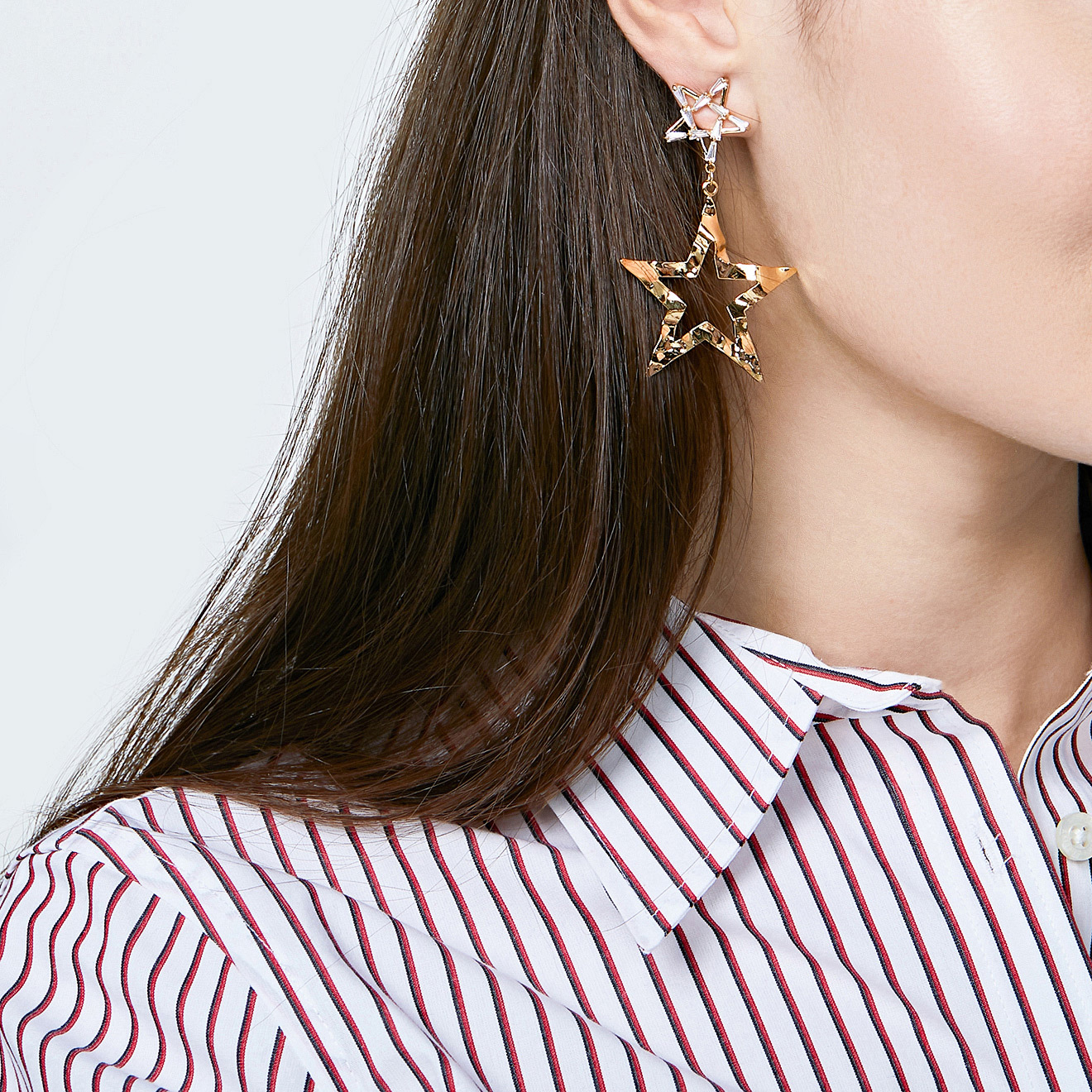 Double Star Earrings with Crystals