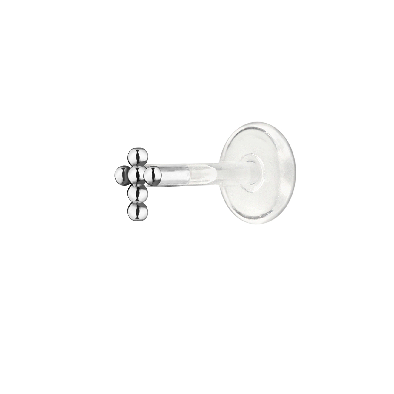 Silver labret in the form of a cross