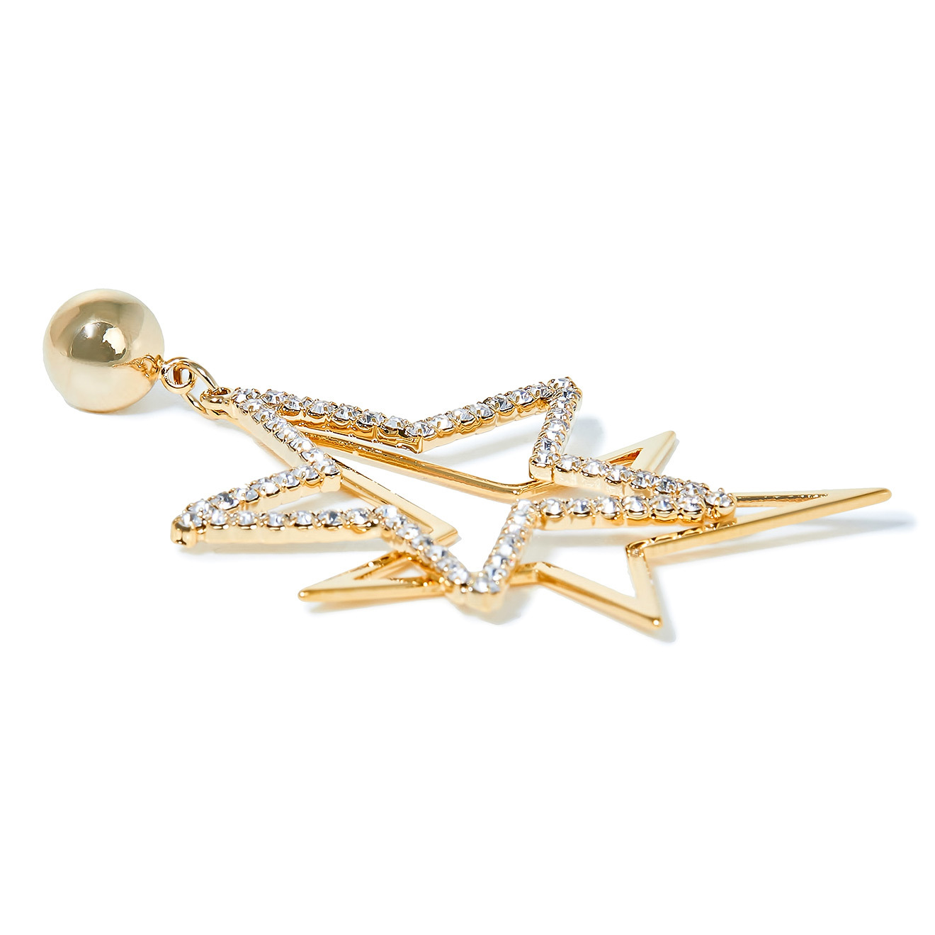 Double  Star Earrings with Crystals