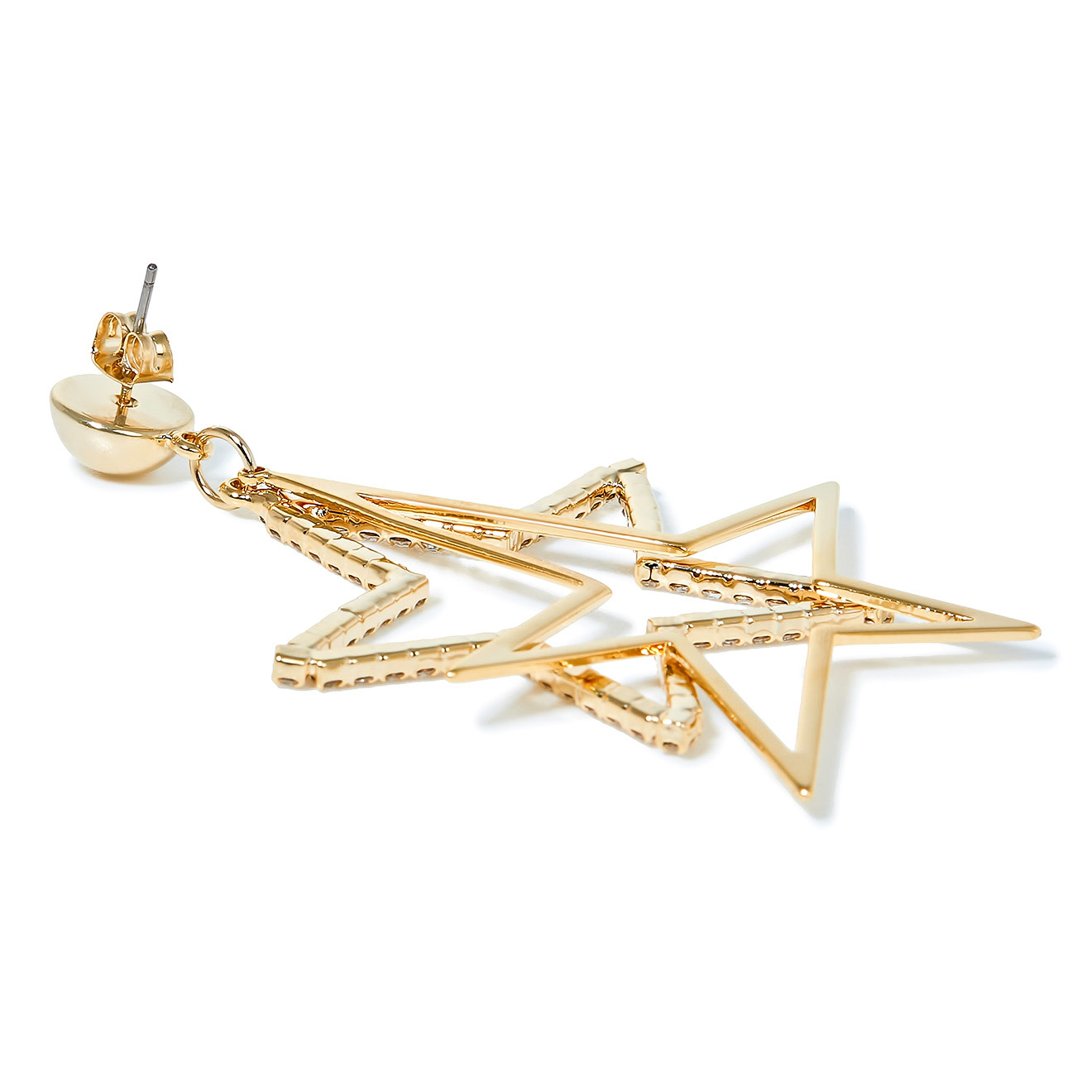Double  Star Earrings with Crystals