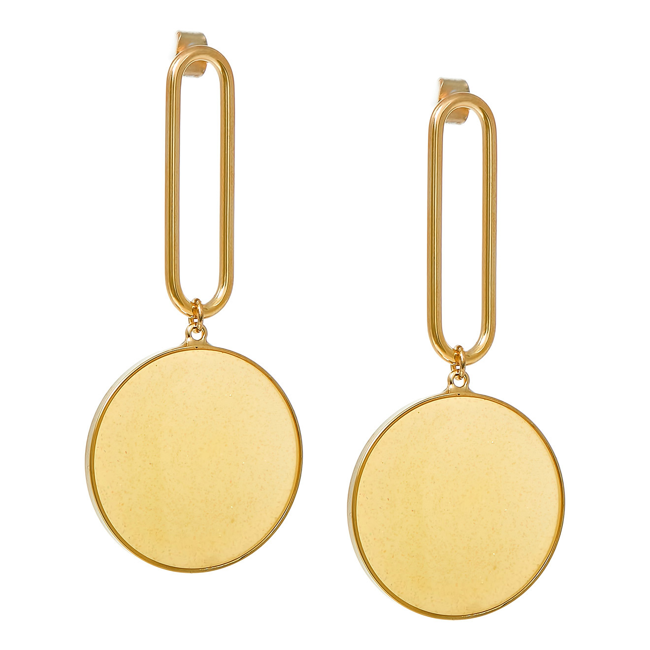 earrings with yellow discs