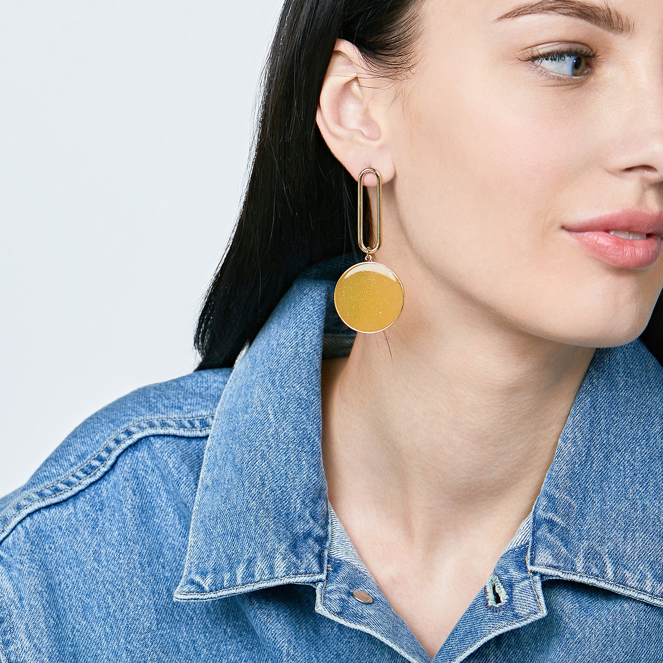 earrings with yellow discs