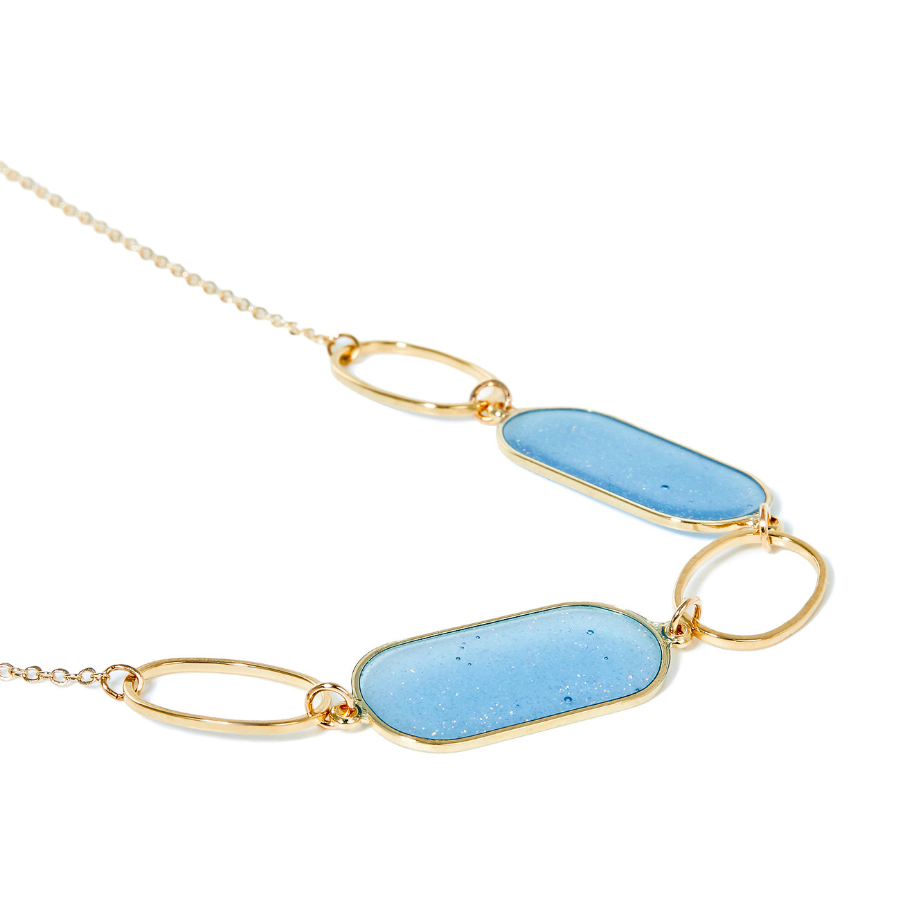 necklace with blue inserts