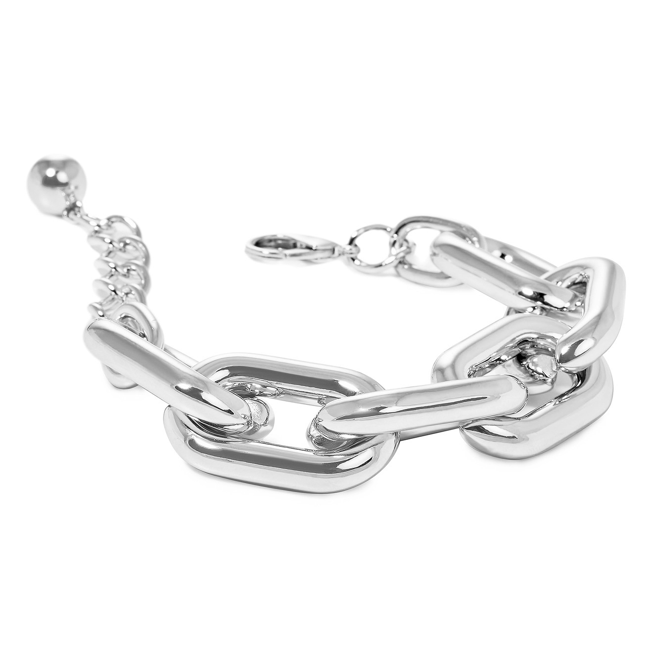 Aqua Серебристый браслет-цепь из крупных звеньев aqua серебристое колье цепь из крупных звеньев