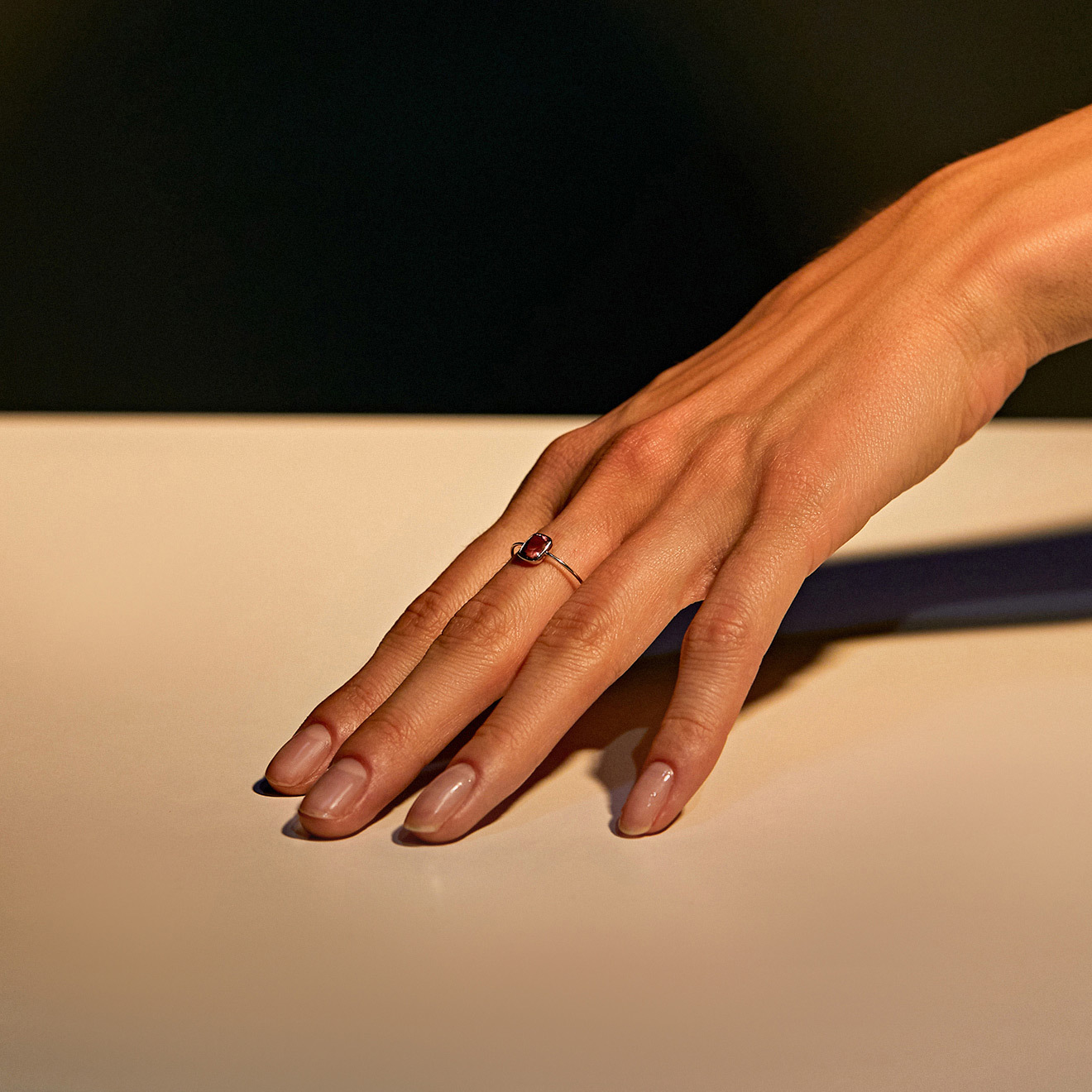 White gold ring with spinel