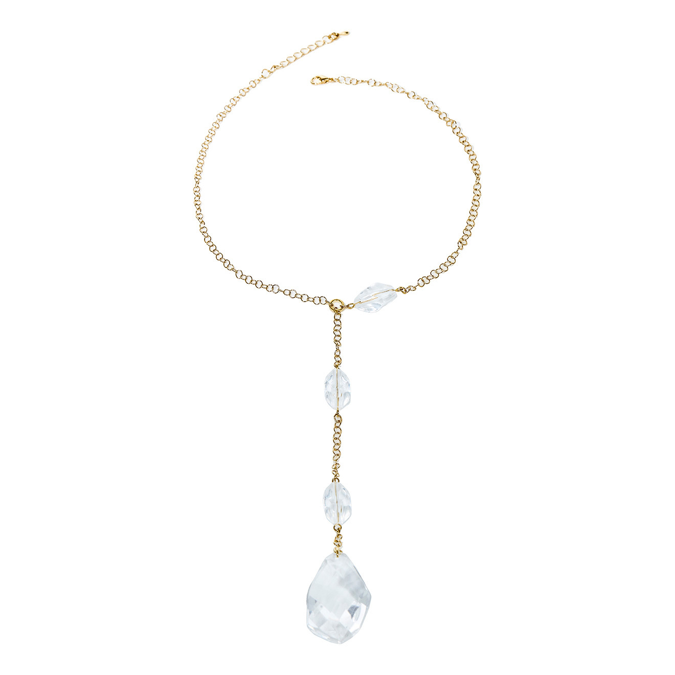 necklace-tie with transparent crystals
