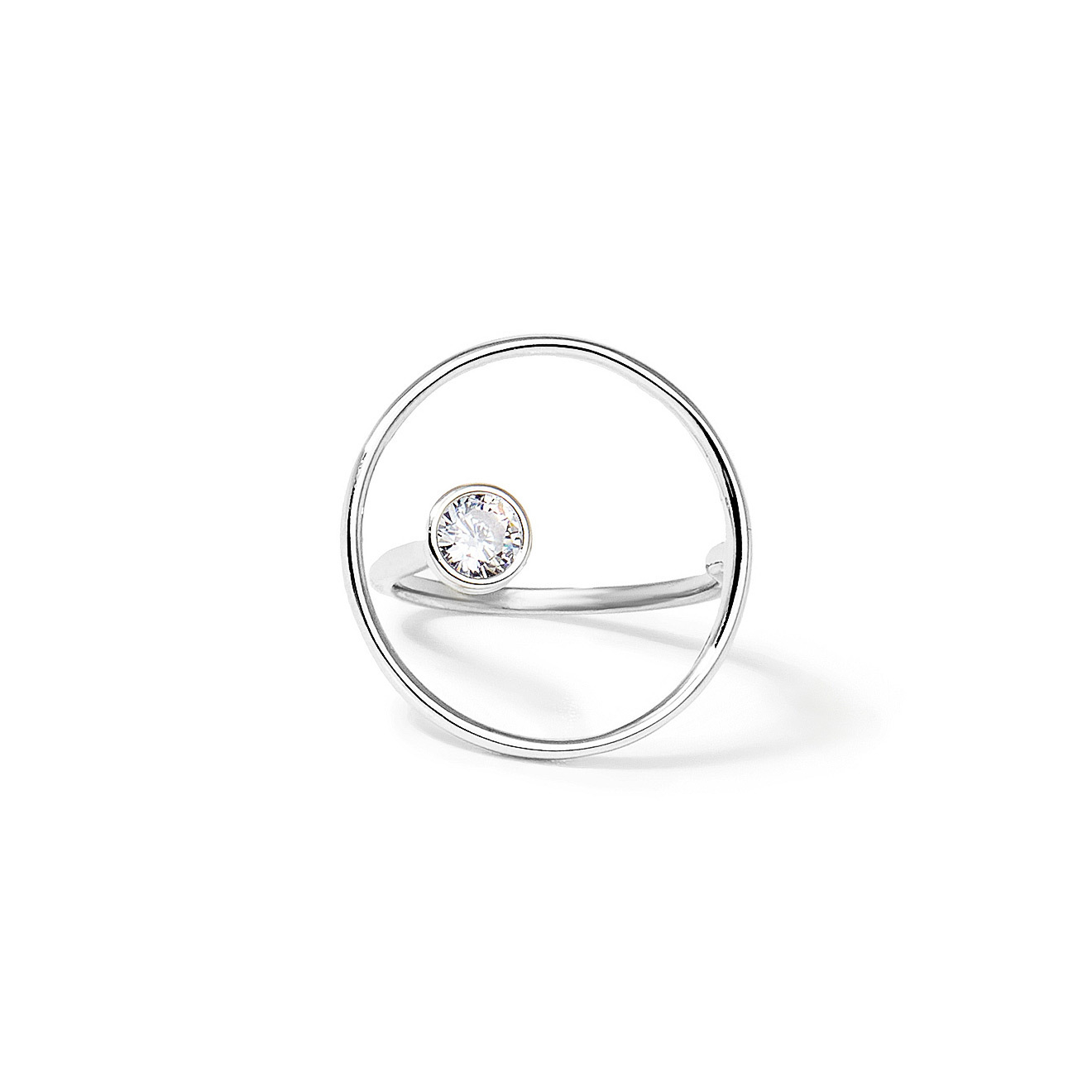 ring with circle and crystal