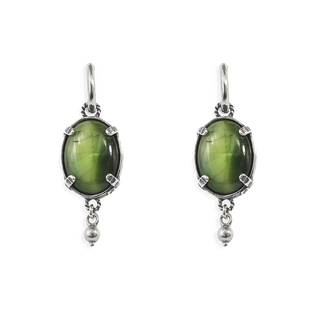 Silver earrings with tiger eye