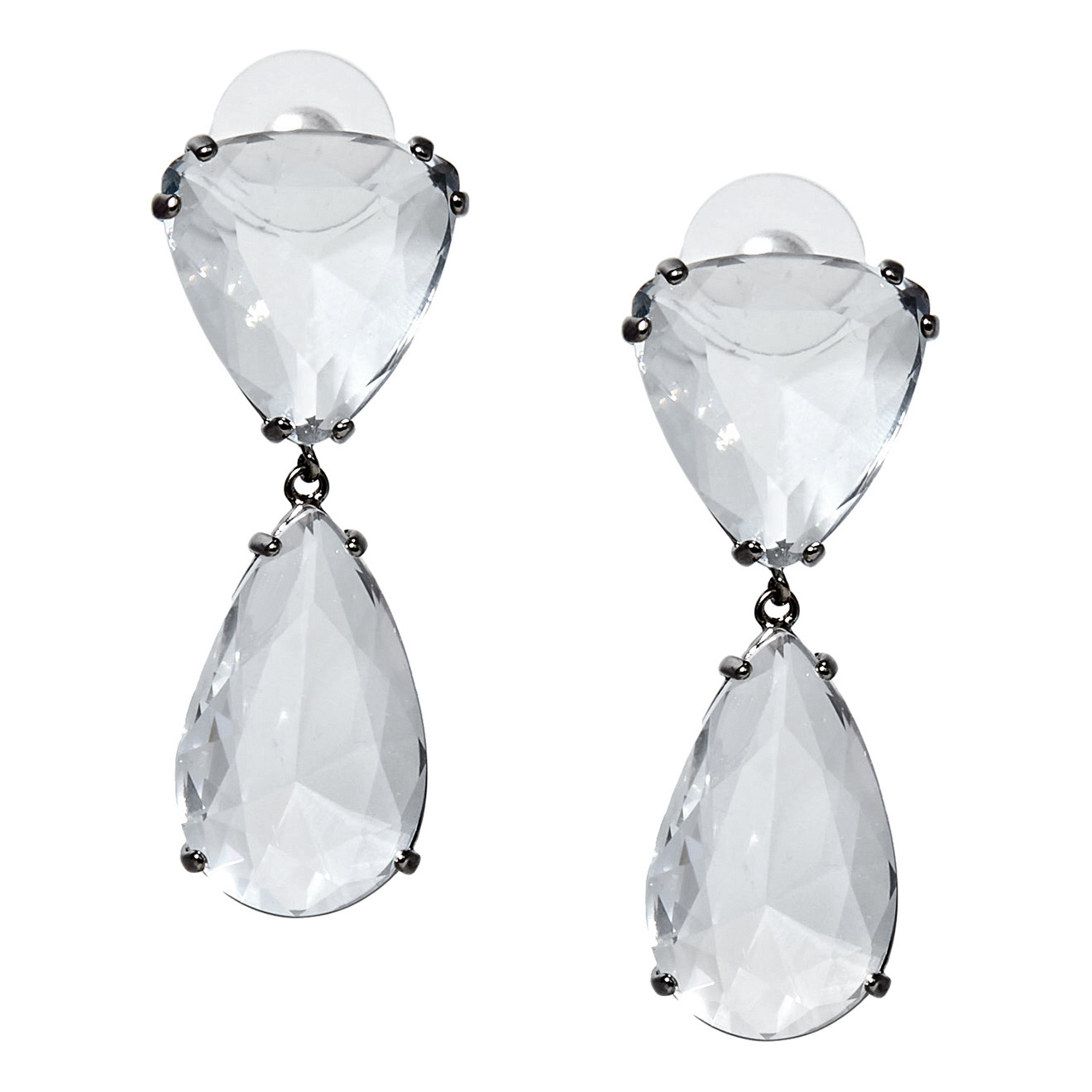 Transparent earrings with triangular crystals