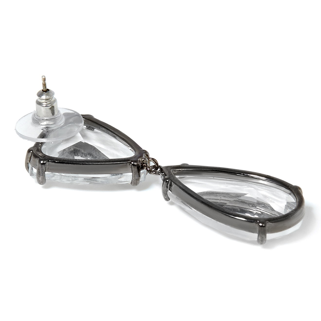 Transparent earrings with triangular crystals