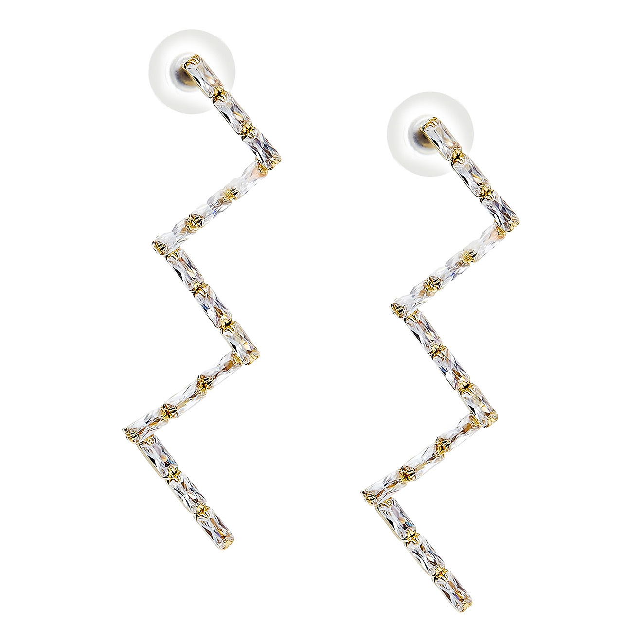 zigzag earrings with transparent crystals