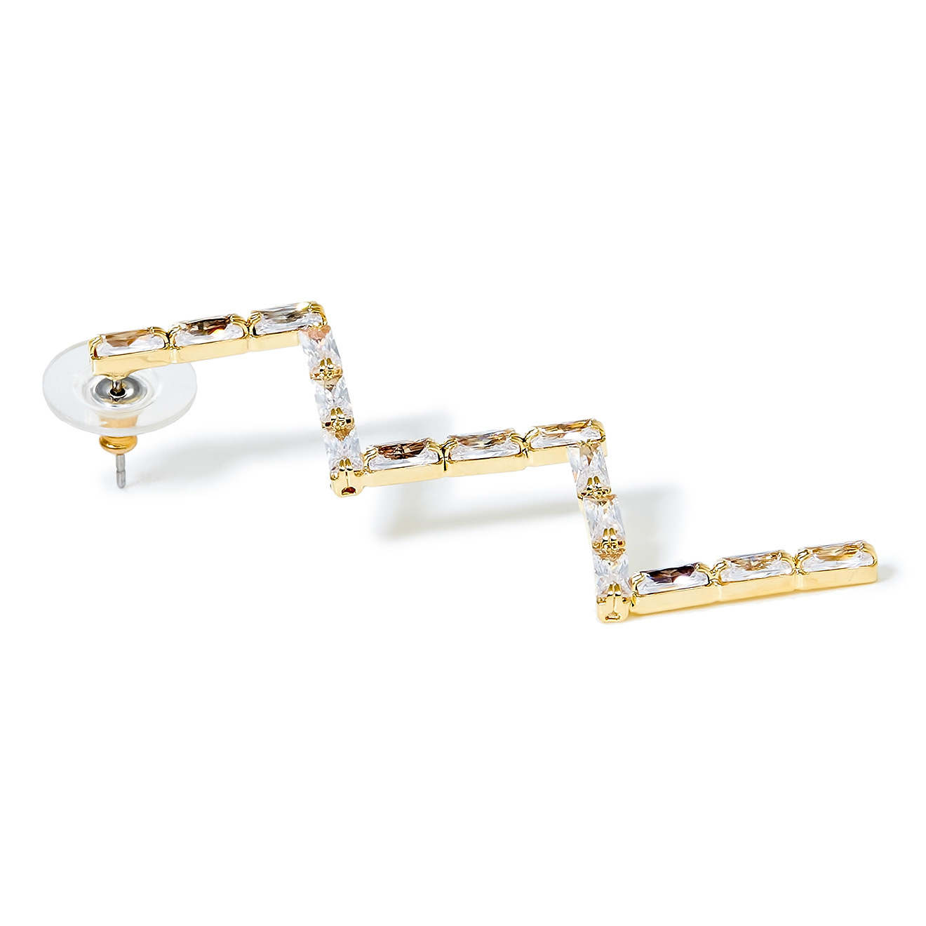 zigzag earrings with transparent crystals