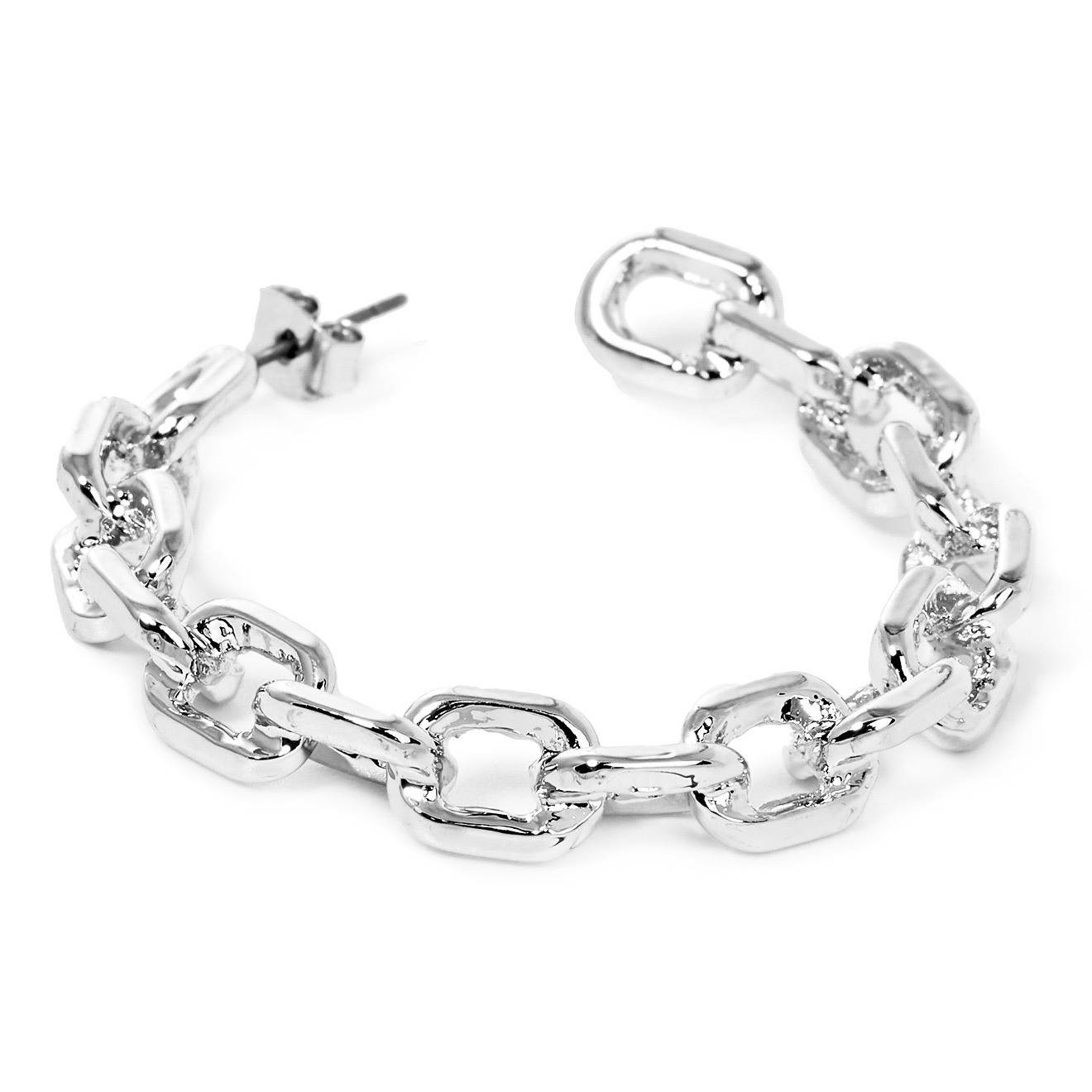 Серебристые серьги-кольца в виде цепей