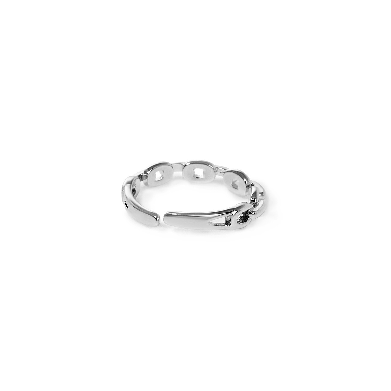Серебристое кольцо-цепь