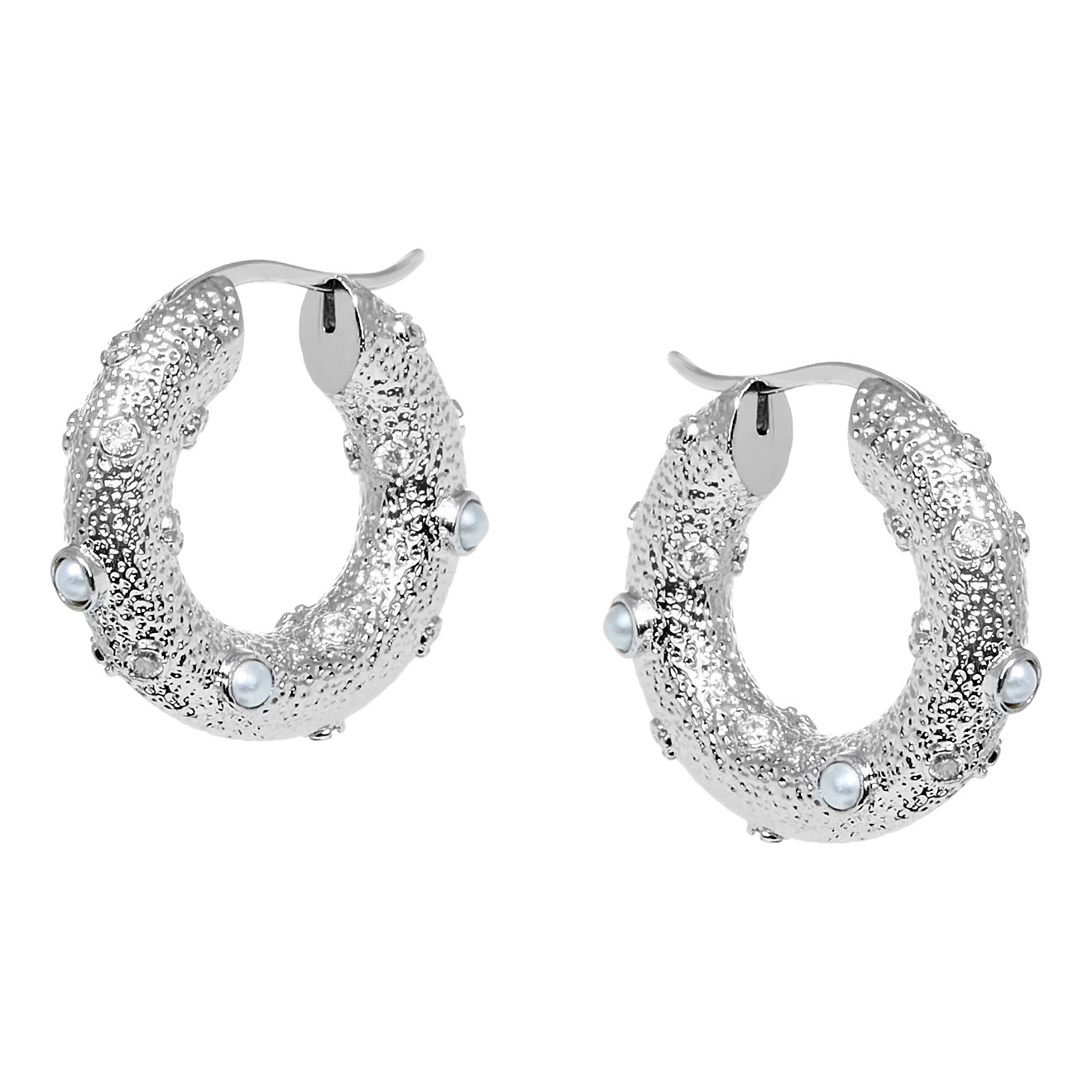 Puffed Pearl Hoop Earrings