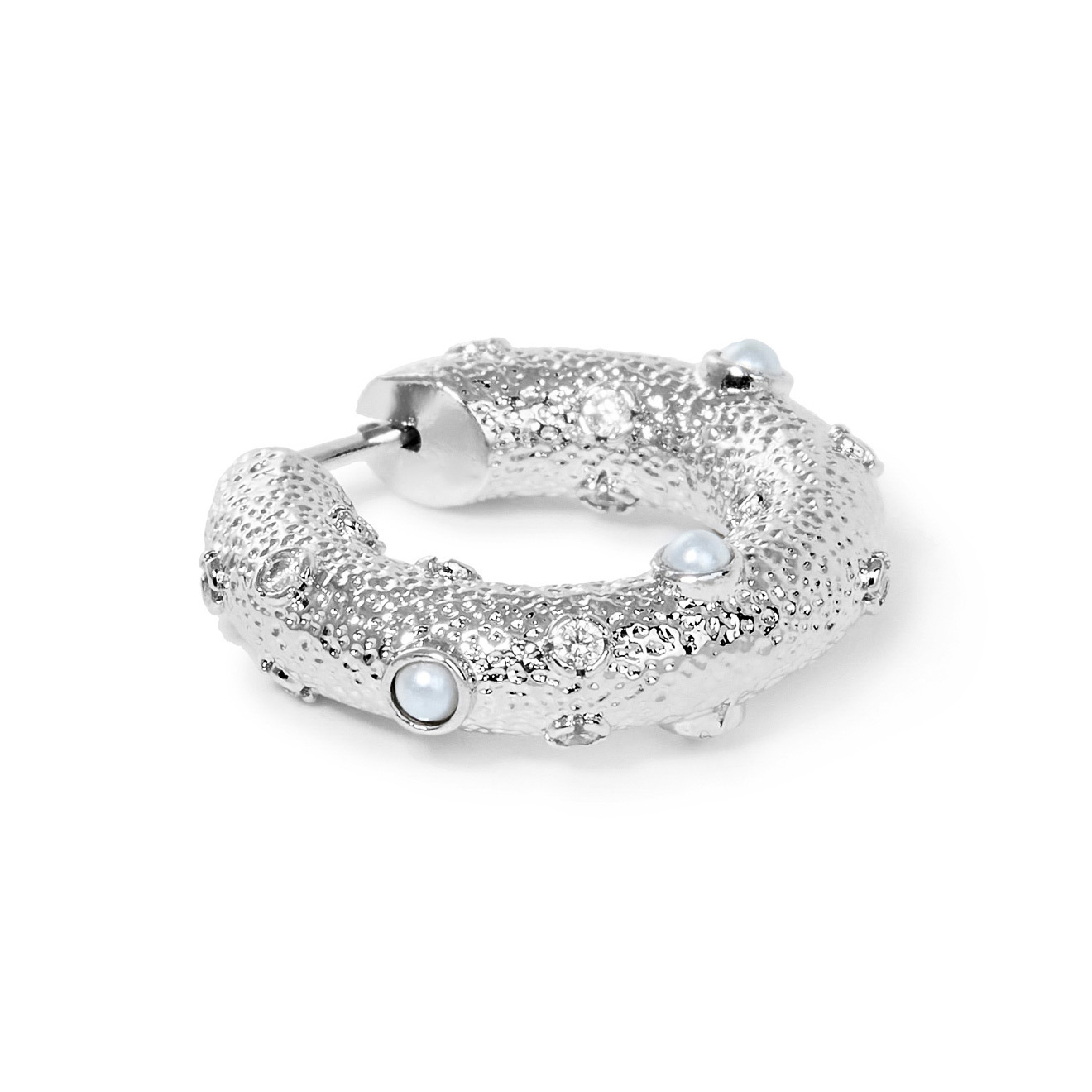 Puffed Pearl Hoop Earrings