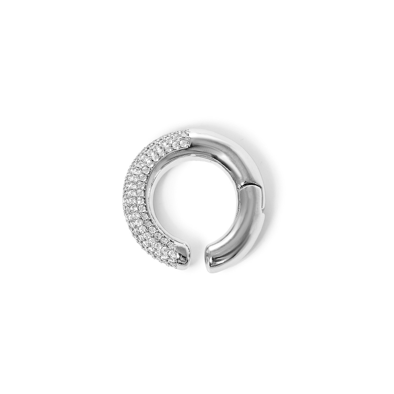 Silver cuff with transparent crystals