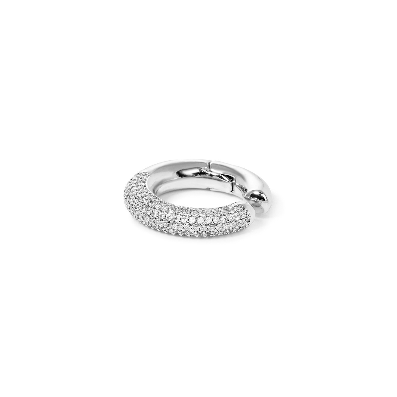 Silver cuff with transparent crystals
