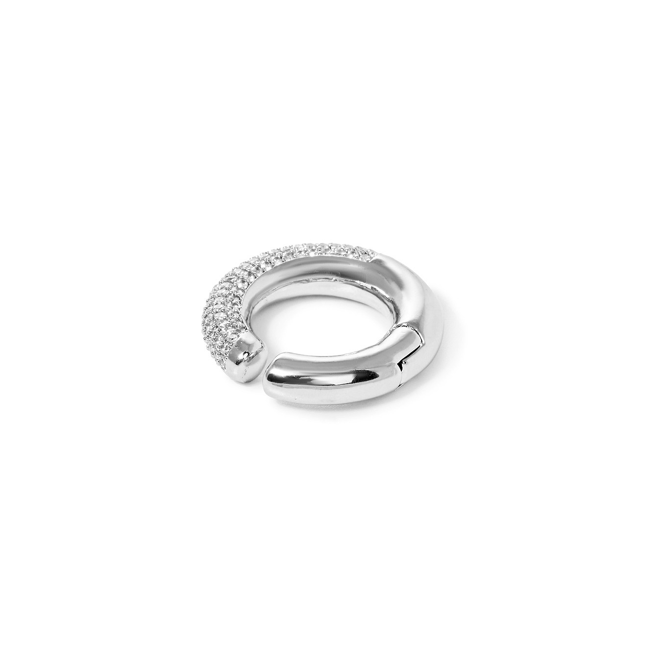 Silver cuff with transparent crystals