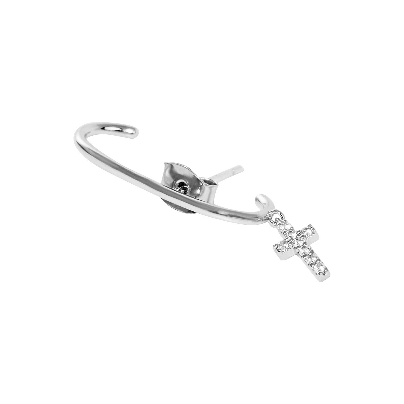 climber earrings with cross pendants