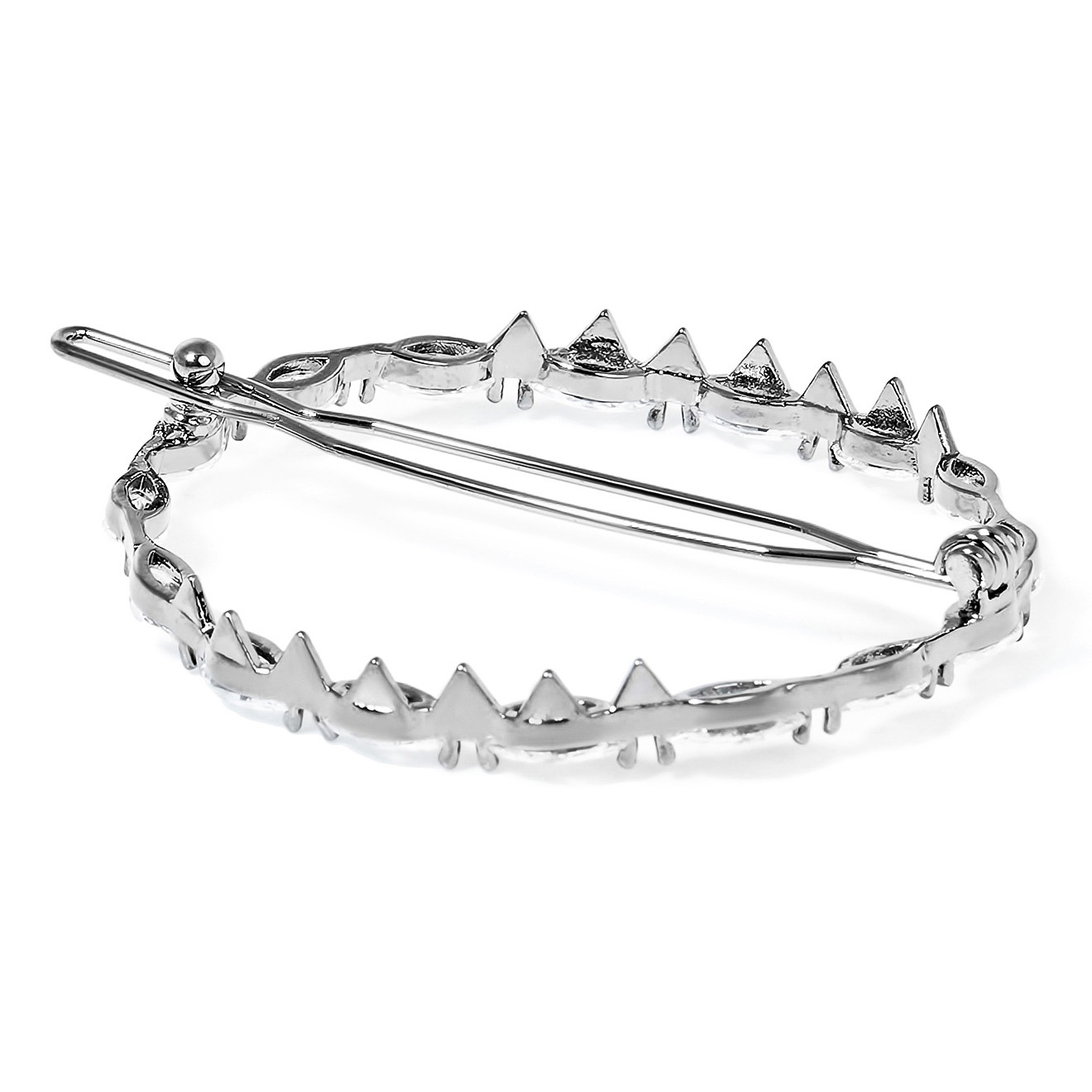 Blackened hairpin-a circle with crystals