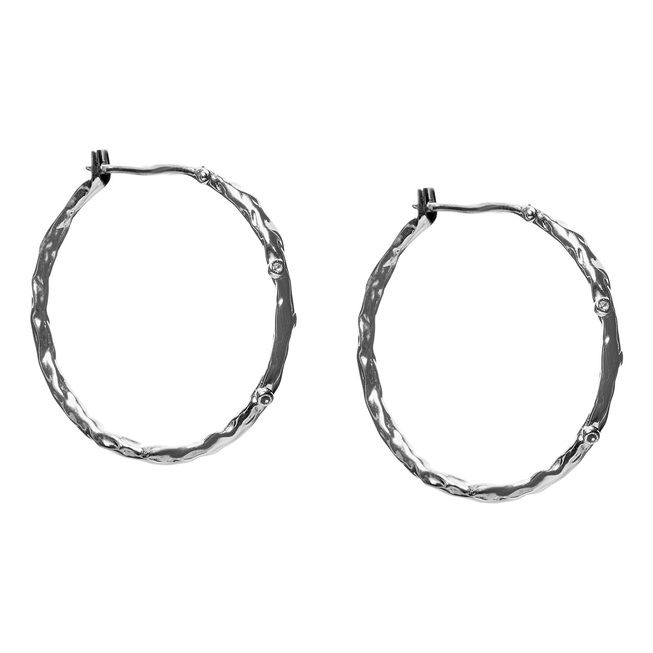 Серьги-кольца из серебра с белыми топазами