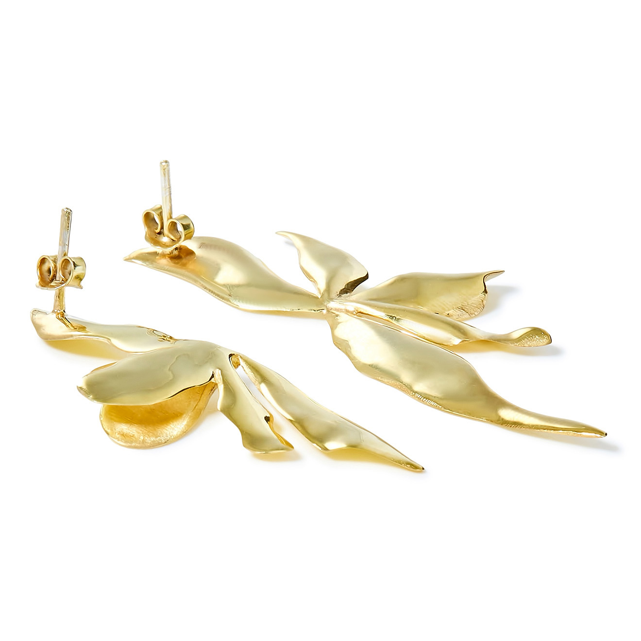 Gold-plated Asymmetric Flower Earrings